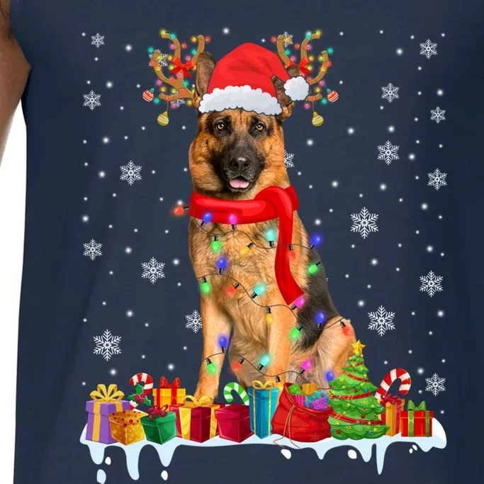 Cute Ger Shepherd Dog Christmas Lights Xmas Santa Hat Gift Comfort Colors® Tank Top