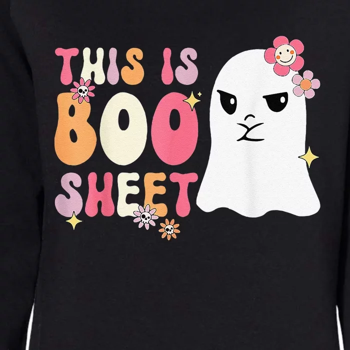 Cute Ghost Spooky Halloween This Is Boo Sheet Retro Groovy Womens California Wash Sweatshirt