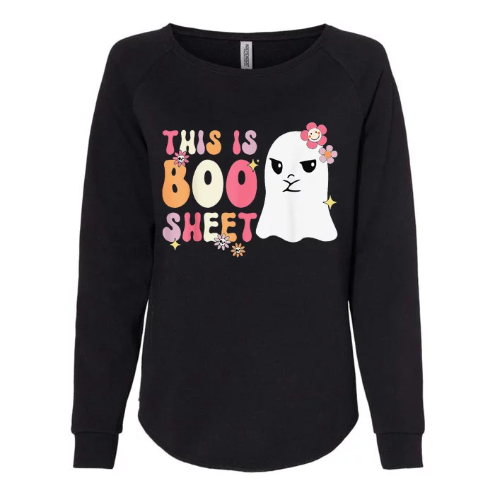 Cute Ghost Spooky Halloween This Is Boo Sheet Retro Groovy Womens California Wash Sweatshirt