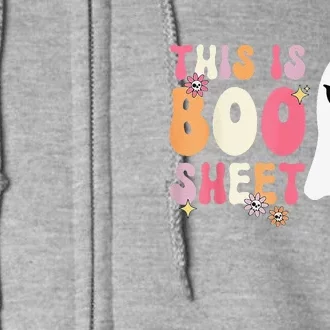 Cute Ghost Spooky Halloween This Is Boo Sheet Retro Groovy Full Zip Hoodie