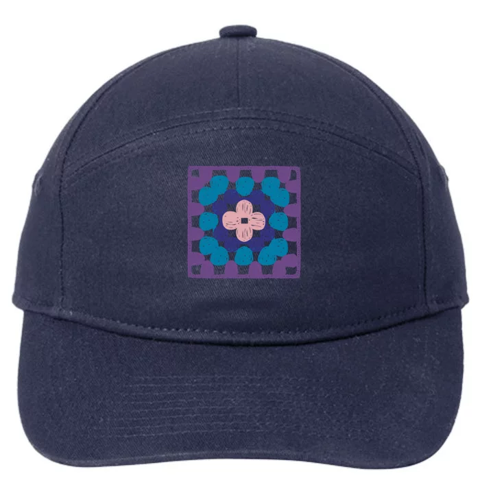 Crochet Granny Square 7-Panel Snapback Hat