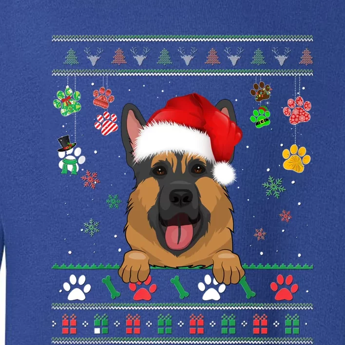 Cute Ger Shepherd Dog Xmas Santa Funny Ugly Christmas Gift Toddler Sweatshirt