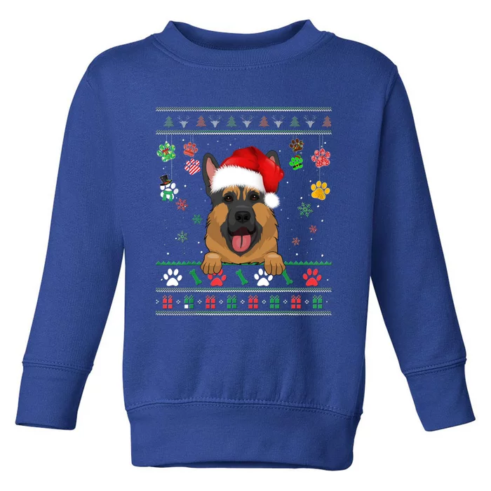 Cute Ger Shepherd Dog Xmas Santa Funny Ugly Christmas Gift Toddler Sweatshirt