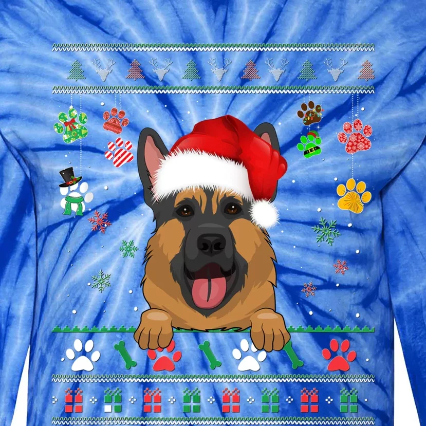 Cute Ger Shepherd Dog Xmas Santa Funny Ugly Christmas Gift Tie-Dye Long Sleeve Shirt