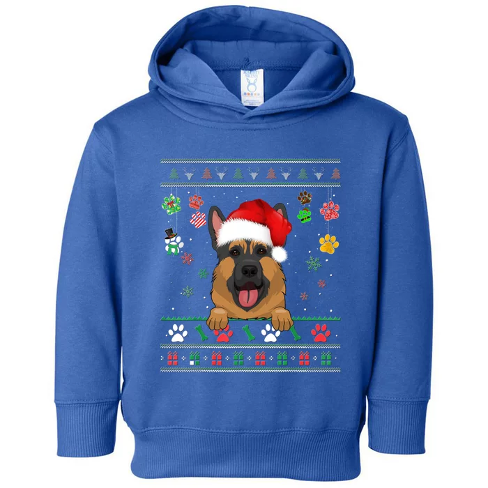 Cute Ger Shepherd Dog Xmas Santa Funny Ugly Christmas Gift Toddler Hoodie