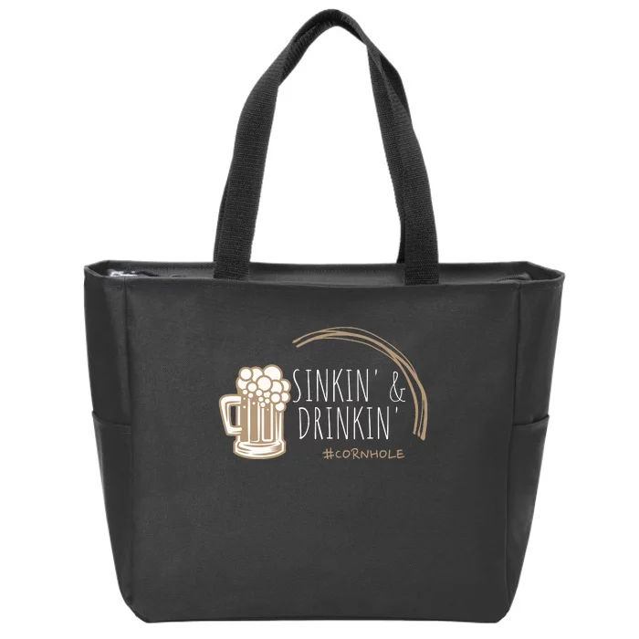 Cornhole Gift Sinkin & Drinkin Zip Tote Bag