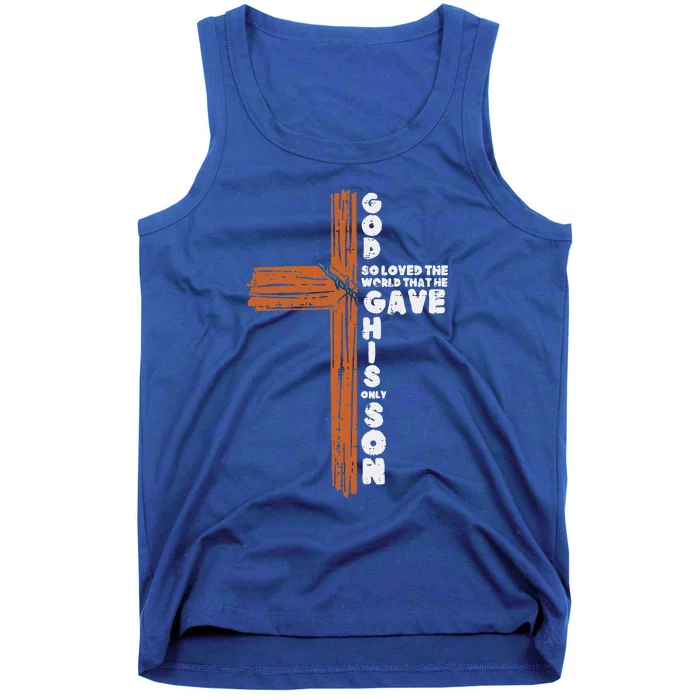 Cross God So Loved The World Jesus Christian Tank Top