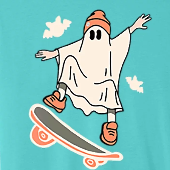 Cool Ghost Skateboard Boo Bat Pocket Halloween Spooky Season Gift ChromaSoft Performance T-Shirt