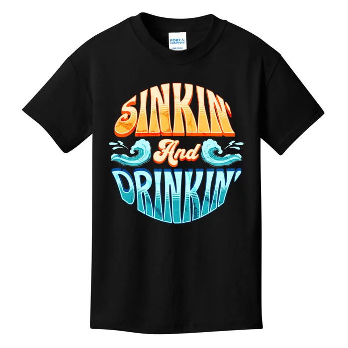 Cornhole Gift Sinkin And Drinkin Kids T-Shirt