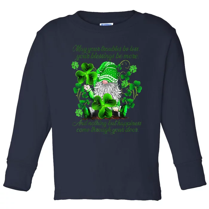 Christian Gnome St Patricks Day Irish Blessing Leprechaun Toddler Long Sleeve Shirt