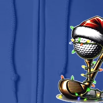 Christmas Golf Santa Hat Lights Graphic Golf Player Costume Funny Gift Full Zip Hoodie