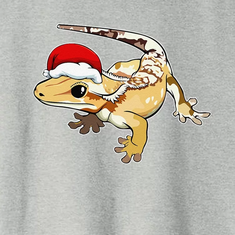 Crested Gecko Santa Hat Christmas Pajama Lizard Reptile Xmas Women's Crop Top Tee