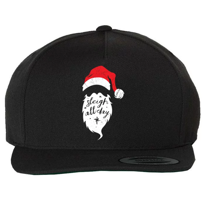 Christmas Gift Sleigh All Day Funny Santa Claus Pun Gift Wool Snapback Cap