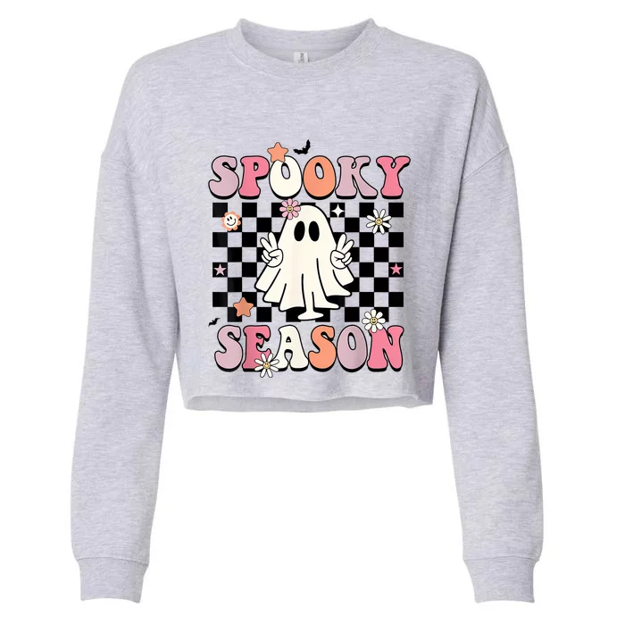 Cute Ghost Spooky Season Funny Halloween Cropped Pullover Crew