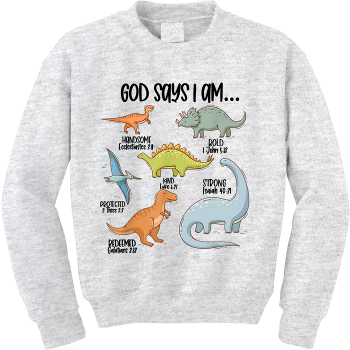 Cute God Says I Am Vintage Dinosaur Funny Kids Sweatshirt