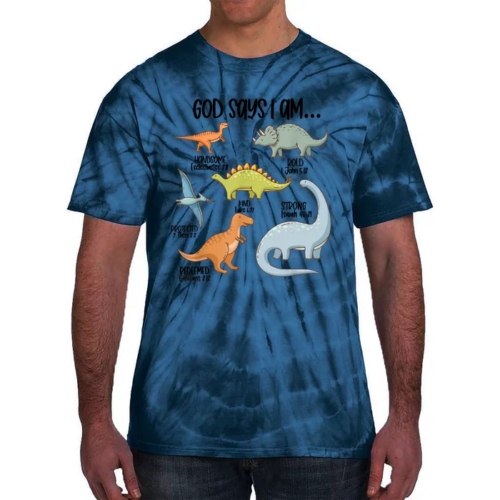 Cute God Says I Am Vintage Dinosaur Funny Tie-Dye T-Shirt