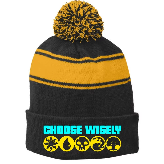 Choose Gamer Symbols Stripe Pom Pom Beanie