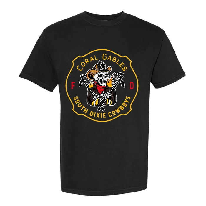 Coral Gables South Dixie Cowboys Fire Department Fire Garment-Dyed Heavyweight T-Shirt