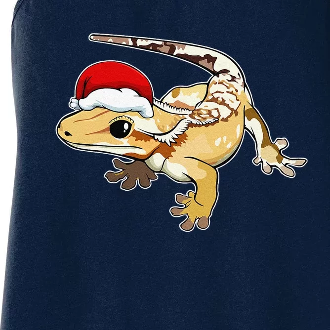 Crested Gecko Santa Hat Christmas Pajama Lizard Reptile Xmas Women's Racerback Tank