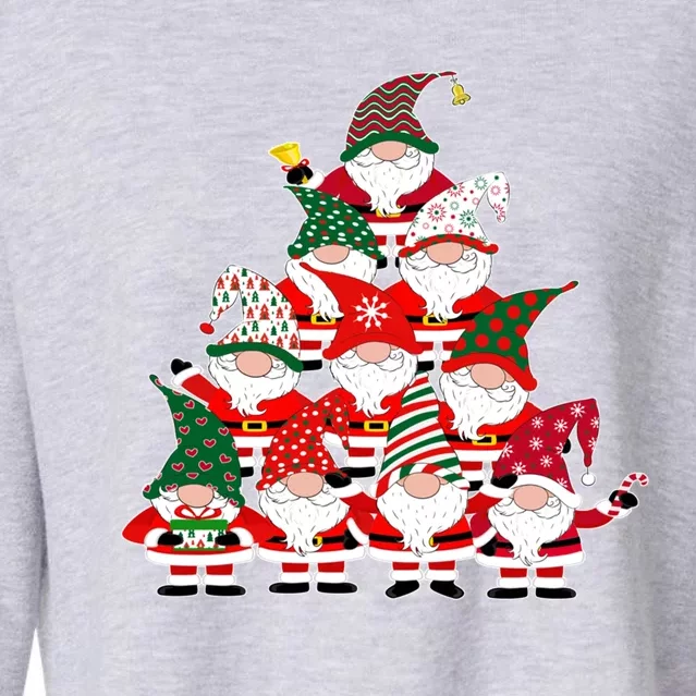 Christmas Gnome Santa Tree Holiday Funny Gift Cropped Pullover Crew