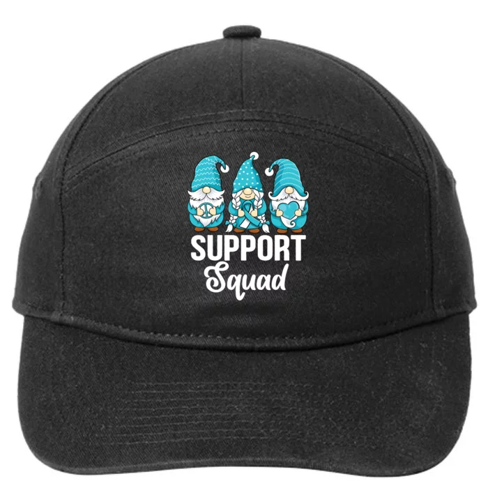 Cute Gnomes Support Squad Survivor Cervical Cancer Awareness 7-Panel Snapback Hat