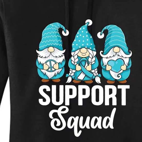 Cute Gnomes Support Squad Survivor Cervical Cancer Awareness Women's Pullover Hoodie