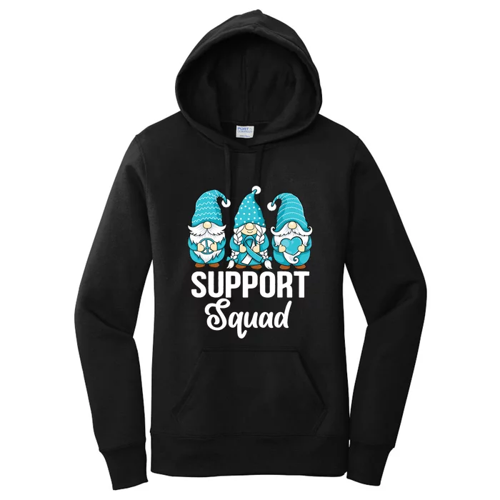 Cute Gnomes Support Squad Survivor Cervical Cancer Awareness Women's Pullover Hoodie