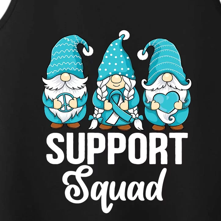 Cute Gnomes Support Squad Survivor Cervical Cancer Awareness Performance Tank