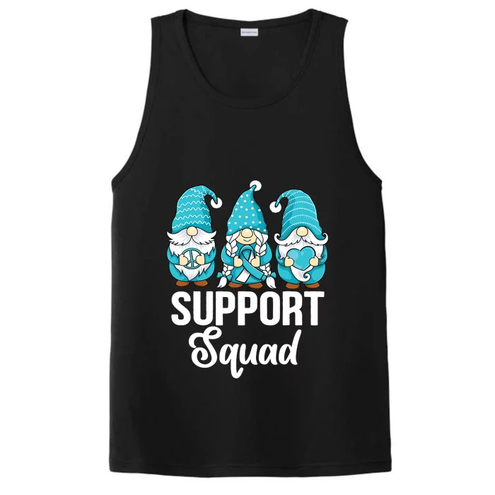 Cute Gnomes Support Squad Survivor Cervical Cancer Awareness Performance Tank