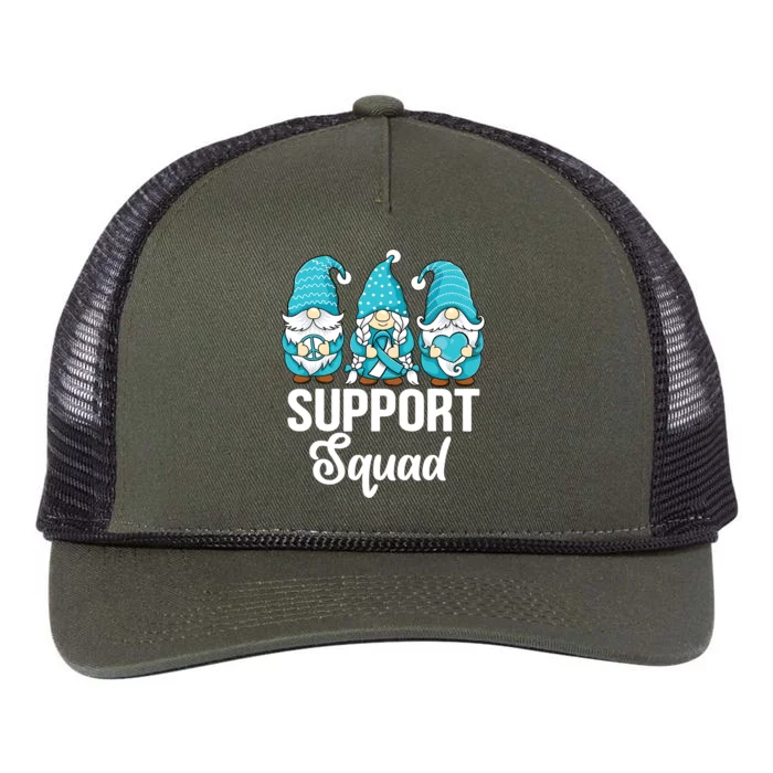 Cute Gnomes Support Squad Survivor Cervical Cancer Awareness Retro Rope Trucker Hat Cap