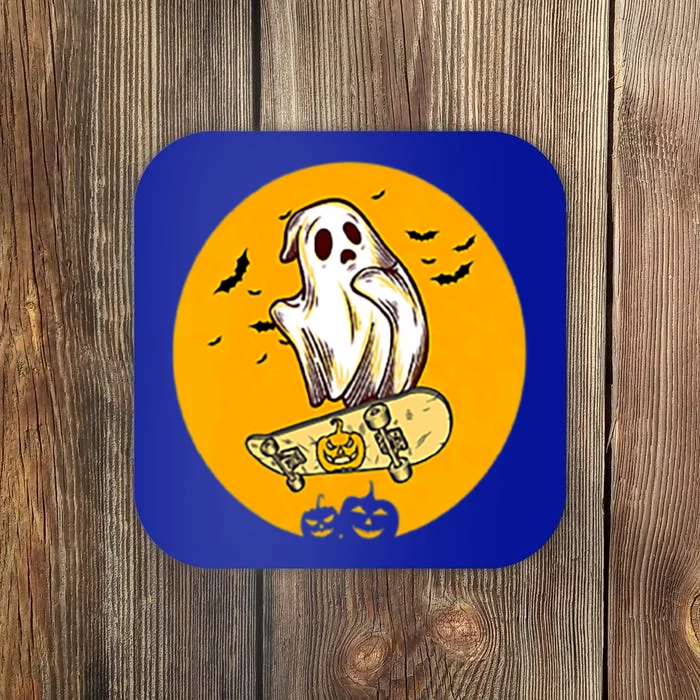 Cool Ghost Skateboard Boo Bat Pocket Halloween Spooky Season Gift Coaster