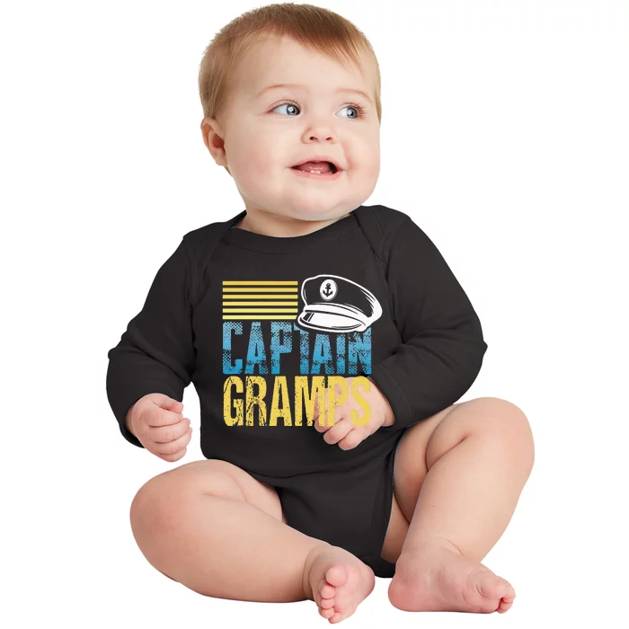 Captain Gramps Sailing Captain Hat Boat Lover Boating Baby Long Sleeve Bodysuit