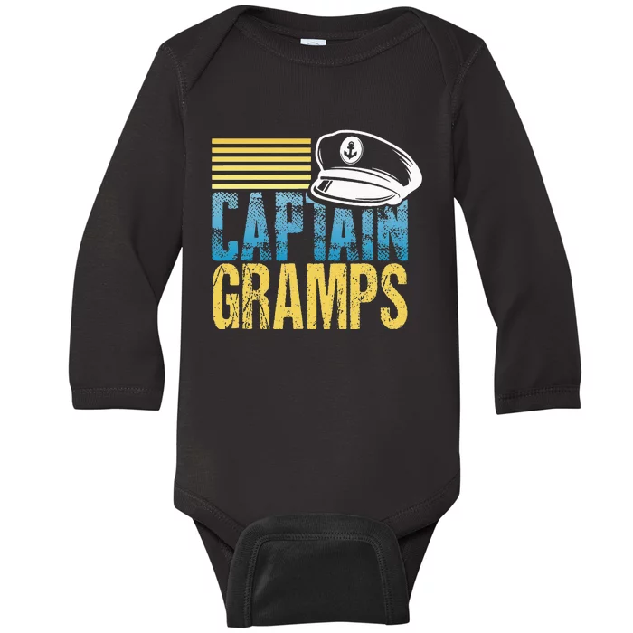 Captain Gramps Sailing Captain Hat Boat Lover Boating Baby Long Sleeve Bodysuit