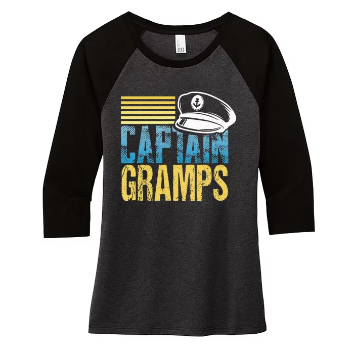 Captain Gramps Sailing Captain Hat Boat Lover Boating Women's Tri-Blend 3/4-Sleeve Raglan Shirt