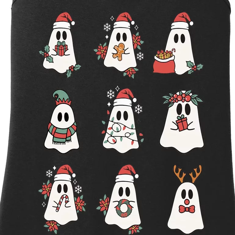 Cute Ghost Spooky Christmas Santa Hat Funny Family Pajama Ladies Essential Tank