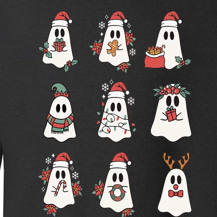 Cute Ghost Spooky Christmas Santa Hat Funny Family Pajama Toddler Sweatshirt