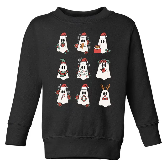 Cute Ghost Spooky Christmas Santa Hat Funny Family Pajama Toddler Sweatshirt