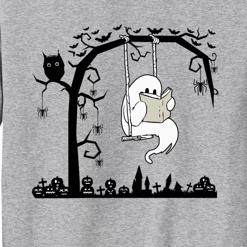 Cute Ghost Swinging Reading Book Halloween Ghost Reading Meaningful Gift Sweatshirt