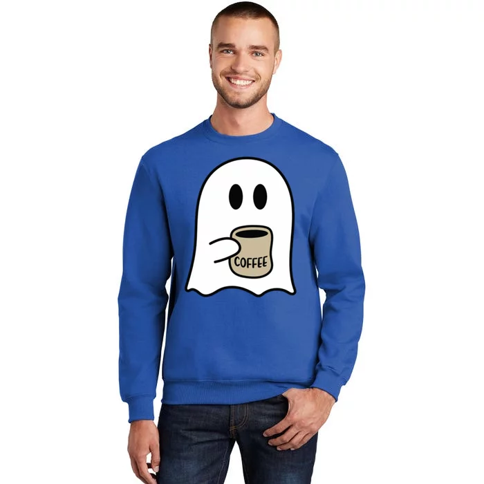 Cute Ghost Spooky Coffee Spooky Season Fall Coffee Lover Gift Tall Sweatshirt