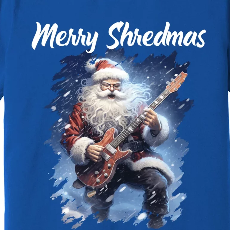 Christmas Guitarist Santa Playing Electric Guitar Rock Music Gift Premium T-Shirt