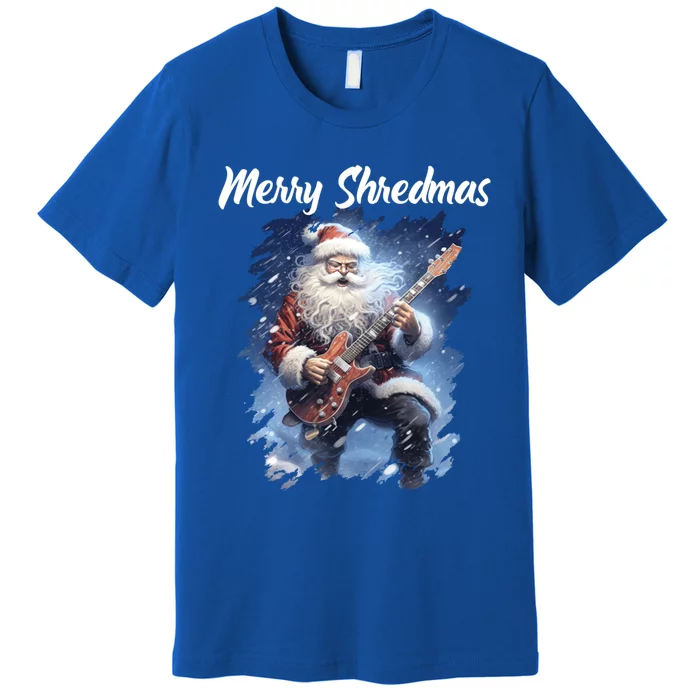 Christmas Guitarist Santa Playing Electric Guitar Rock Music Gift Premium T-Shirt