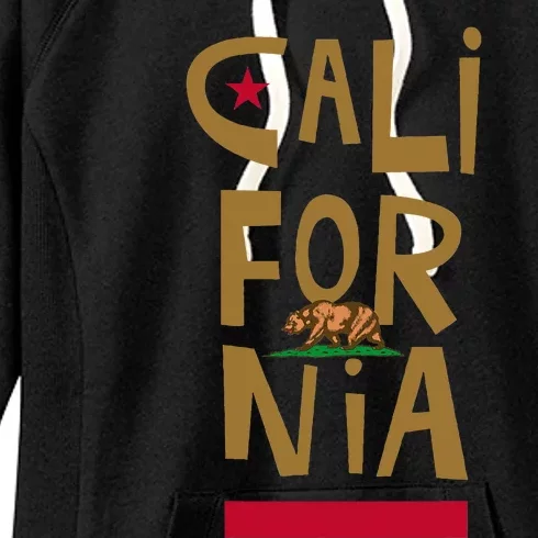 California Golden State CA Flag Bear Funny Women's Fleece Hoodie