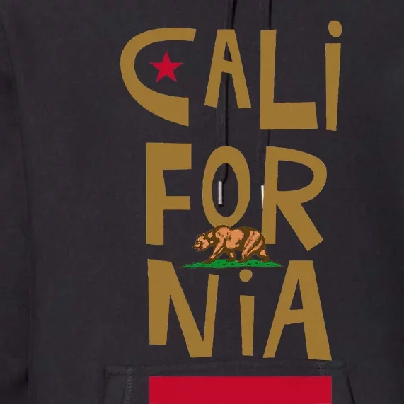 California Golden State CA Flag Bear Funny Premium Hoodie