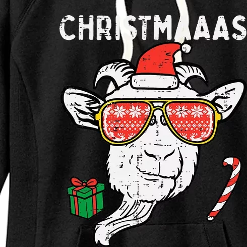 Christmas Goat Santa Xmas Farm Animal Farmer Women's Fleece Hoodie