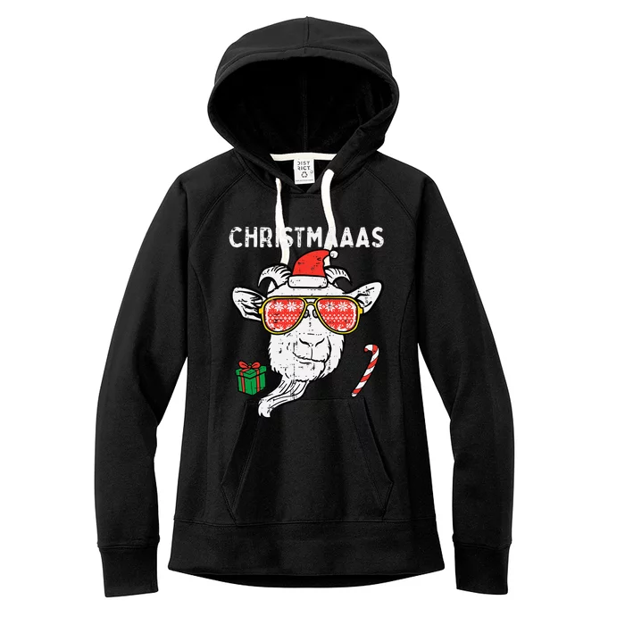 Christmas Goat Santa Xmas Farm Animal Farmer Women's Fleece Hoodie