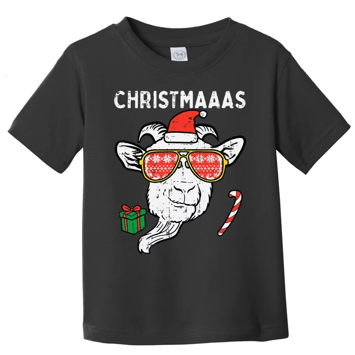 Christmas Goat Santa Xmas Farm Animal Farmer Toddler T-Shirt