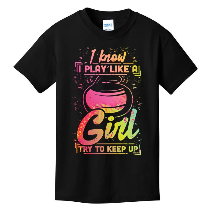 Curling Gift Stone Iron Team Play Like A Curling Cool Gift Kids T-Shirt