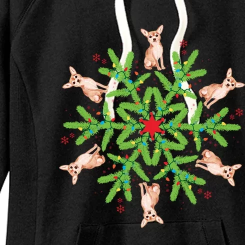 Chihuahua Gift Snowflake Chihuahua Christmas Gift Women's Fleece Hoodie