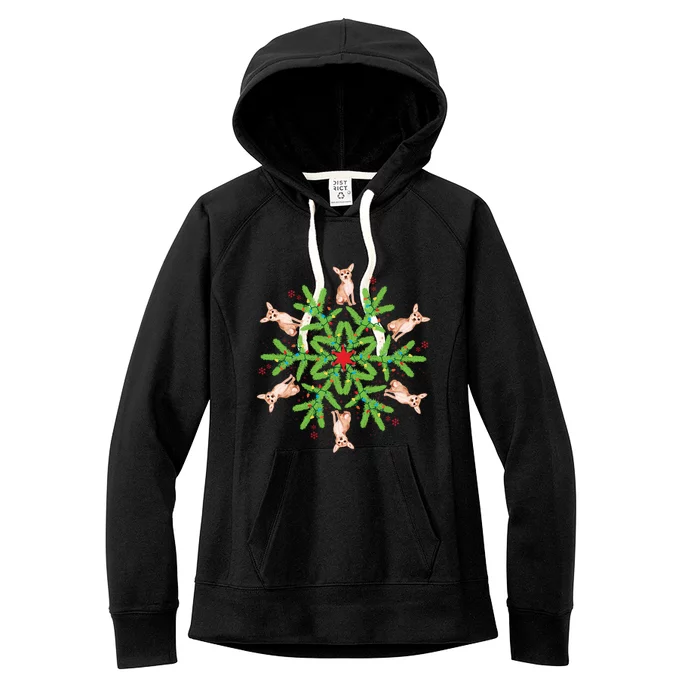 Chihuahua Gift Snowflake Chihuahua Christmas Gift Women's Fleece Hoodie