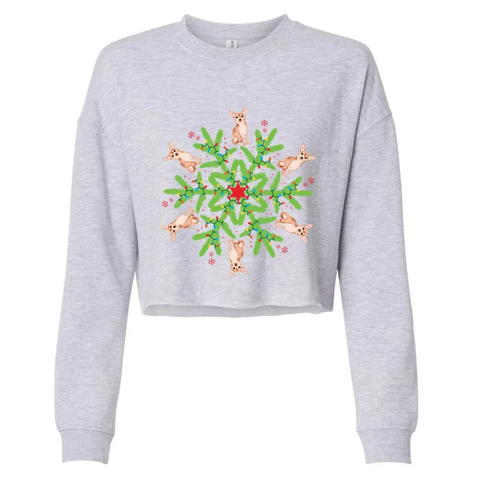 Chihuahua Gift Snowflake Chihuahua Christmas Gift Cropped Pullover Crew